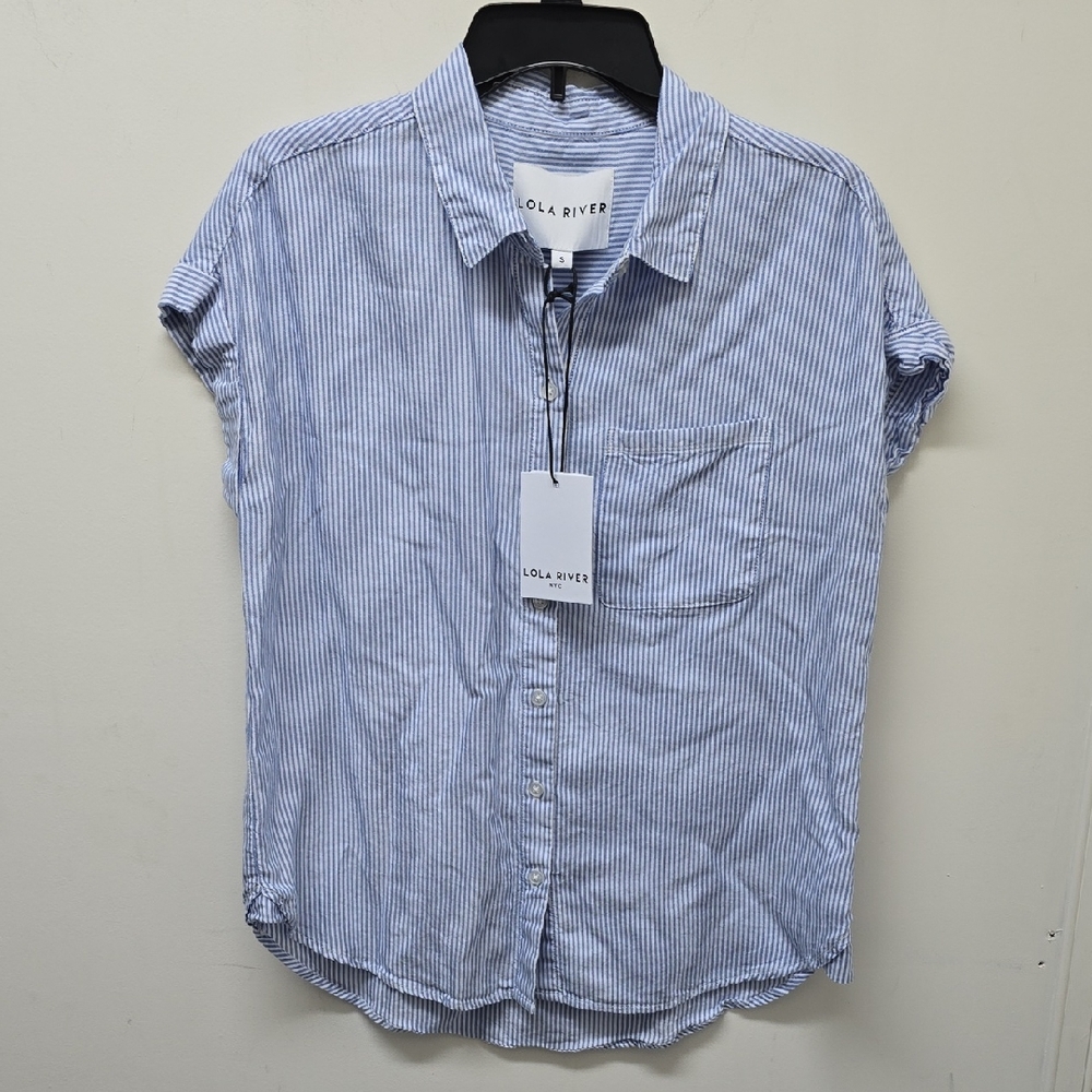 LOLA RIVER Blue Striped Women's Shirt - Size S
